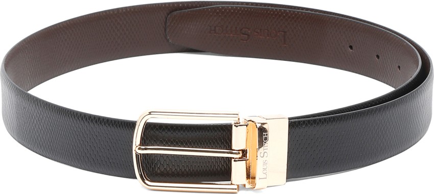 Louis Stitch Men Casual Black Genuine Leather Reversible Belt