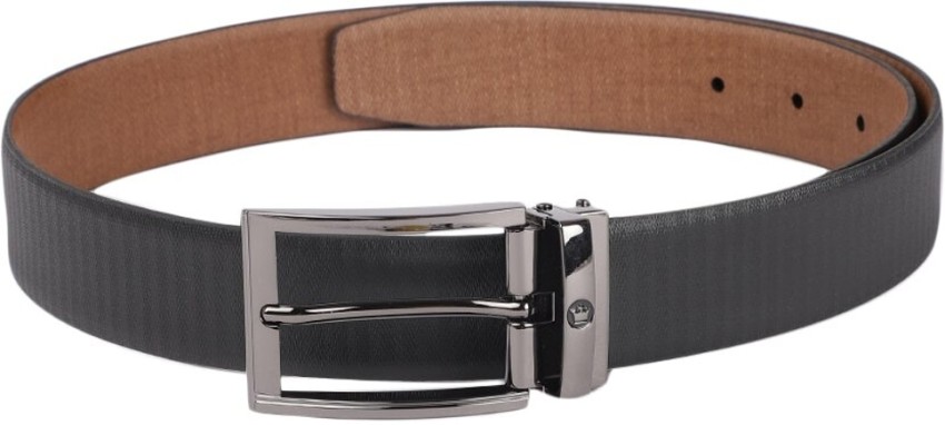 Buy Louis Philippe Black Textured Wide Belt for Men at Best Price