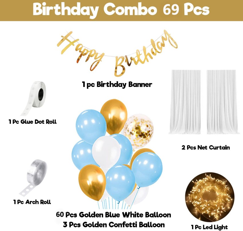 TTimmo4 White and Golden Birthday Decorations Theme for Girls Boys