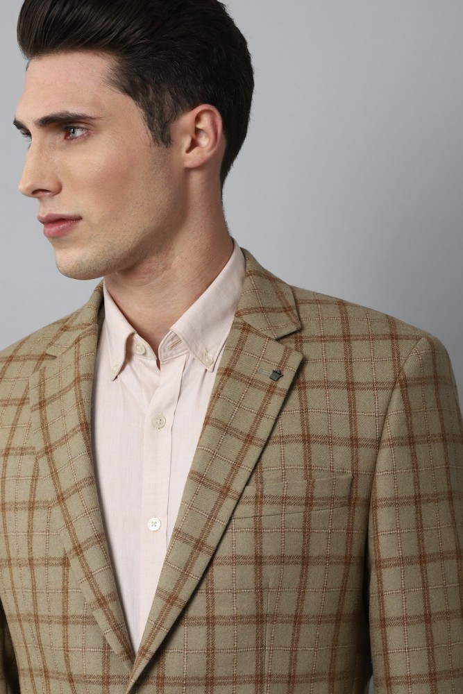 Buy Louis Philippe Louis Philippe Men Woolen Checked Single-Breasted  Tailored Tweeds Formal Blazer at Redfynd