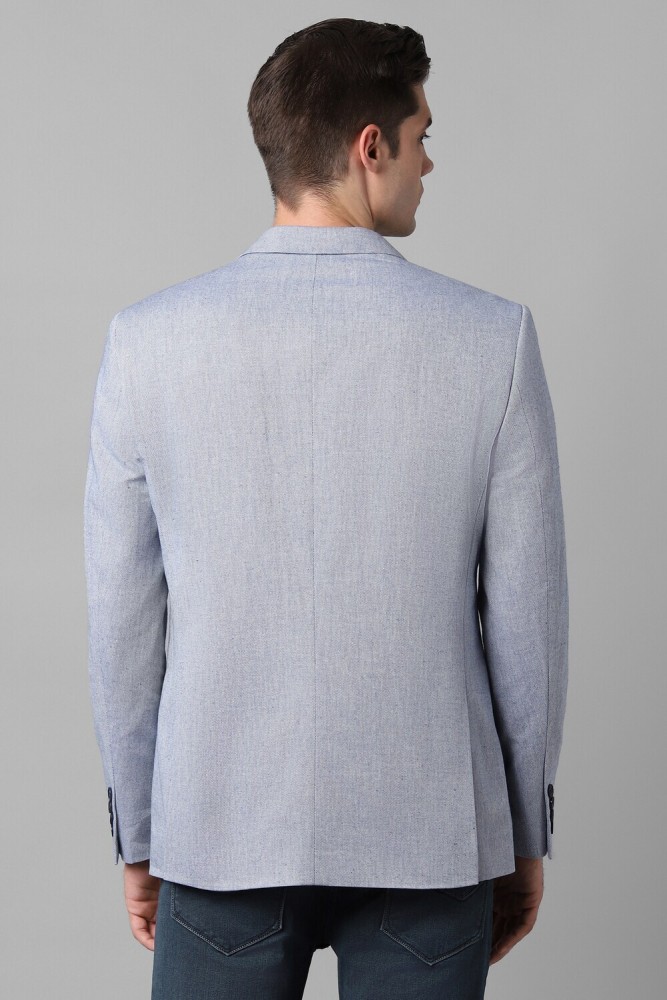 Buy Louis Philippe Louis Philippe Men Blue Self-Design Slim Fit  Single-Breasted Casual Blazer at Redfynd