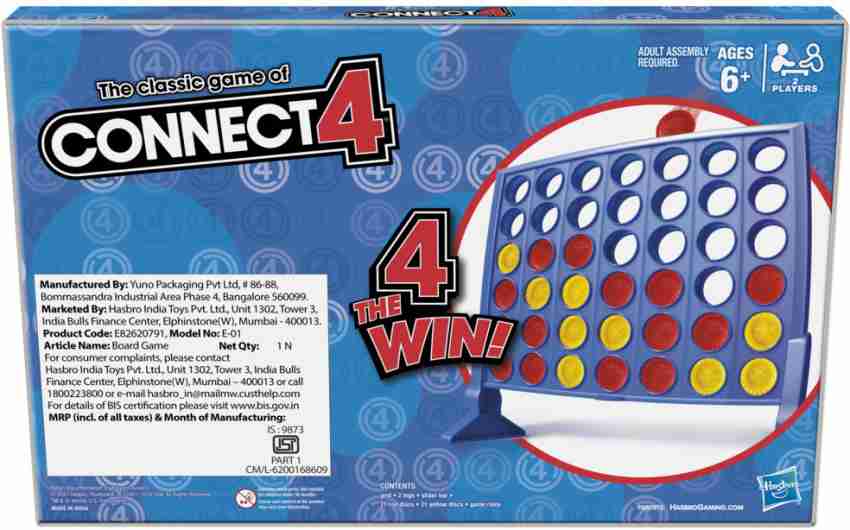 Connect 4 Classic Grid Board Game, 4 in a Row Game for Kids, 2 Player  Strategy Board Games, Ages 6+ 