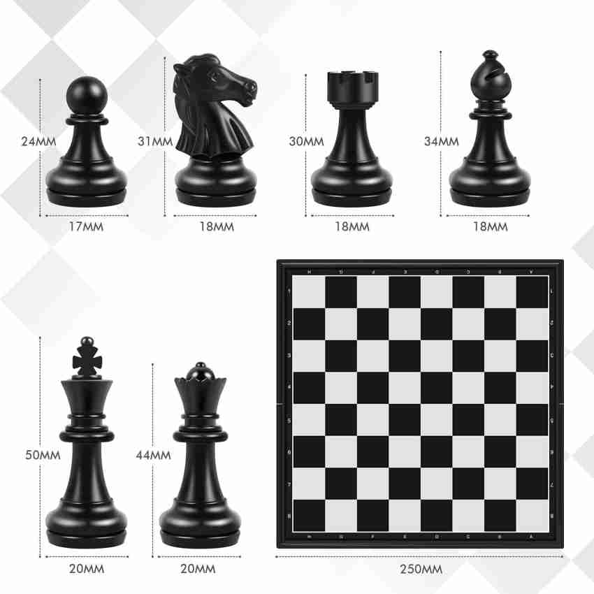 10inch Magnetic Travel Chess Set, Black & White Folding Board for