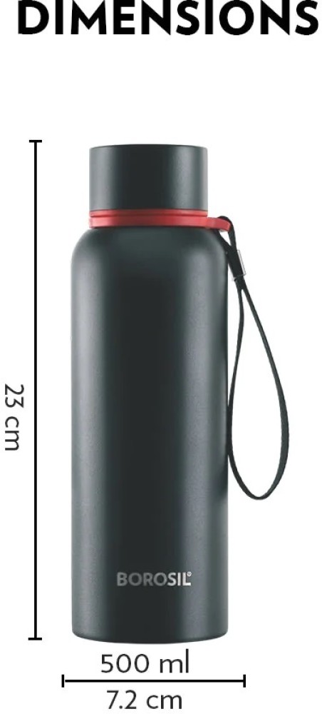 BOROSIL Trek Green 500 ml Flask water Bottle (Pack of 1, Steel)