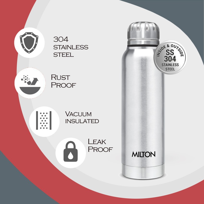 Milton Thermosteel Optima 420 Stainless Steel Flask, 420ml, Steel