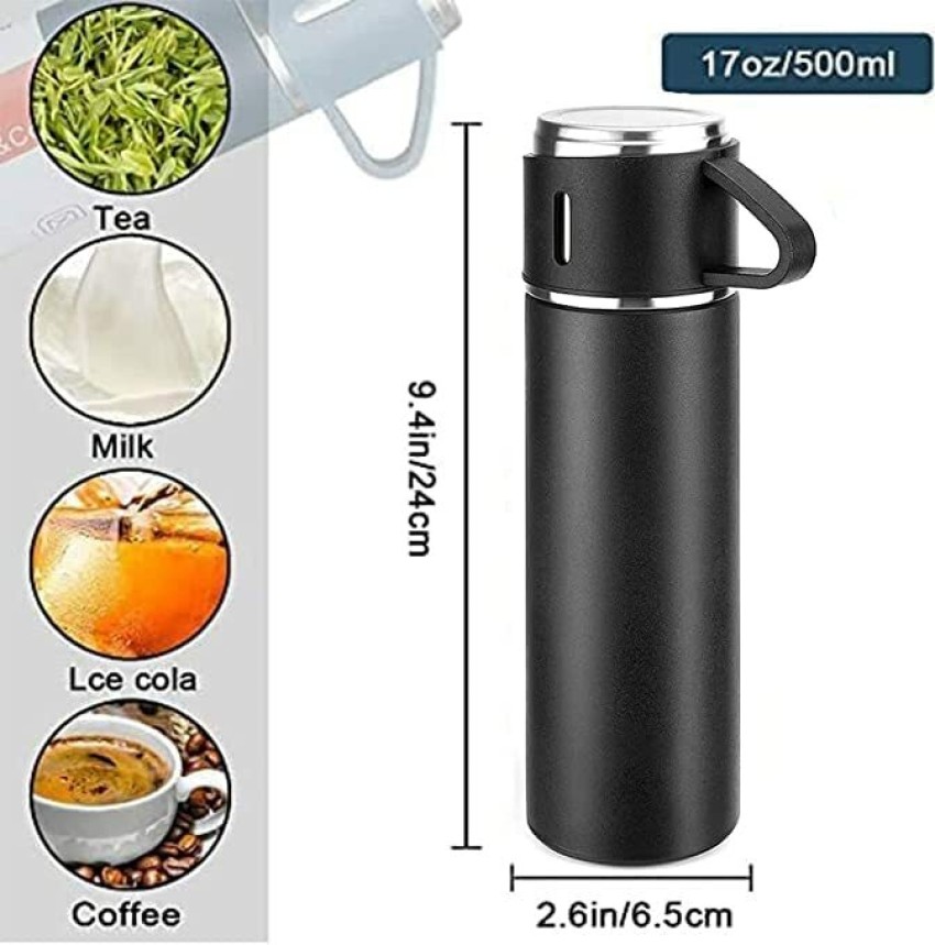 Vacuum Flask Set with 3 Steel Cups Combo - airclickshop