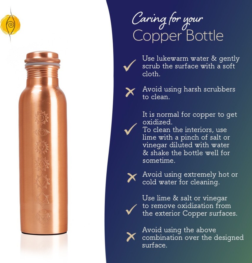 Vintage Copper Bottle by Sarveda 1 Litre Designed for Yoga 