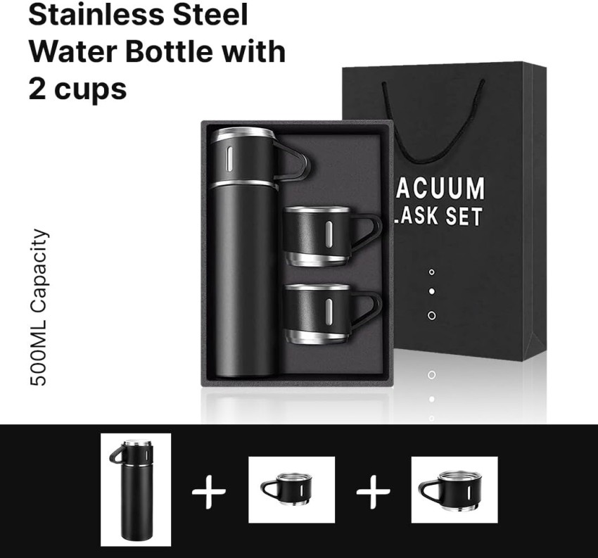 Vacuum Flask Set with 3 Steel Cups Combo - airclickshop