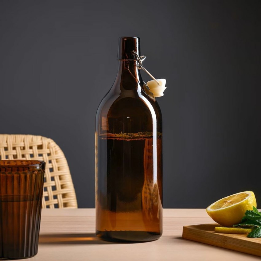 KORKEN Bottle-shaped jar with lid, clear glass, 34 oz - IKEA