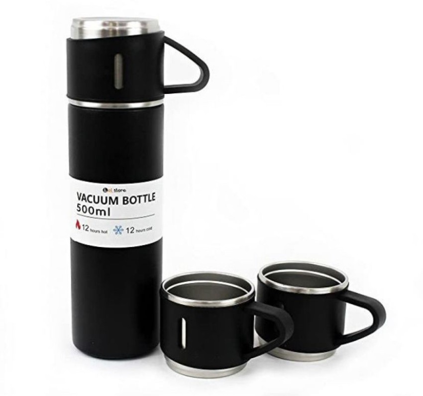 Steel Vacuum Flask Set With 3 Steel Cups - 500ml