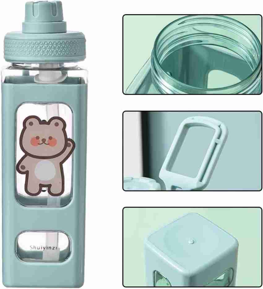 Kawaii Bear Pastel Water Bottle With Straps Cute Girls Children