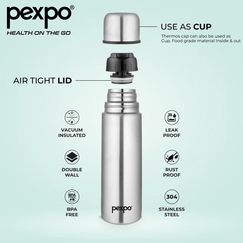 Vacuum Flask Of Stainless Steel 24 Hr Hot/ Cold Insulation 1000 ML With  Flip Lid