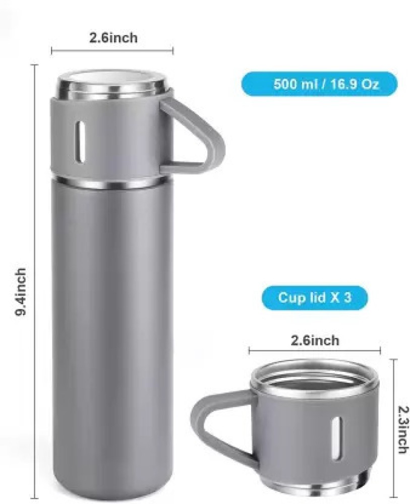 Stainless Steel Thermo 500ml/16.9oz Vacuum Insulated Bottle with Cup for  Coffee Hot drink and Cold drink water flask.(Blue,Set)