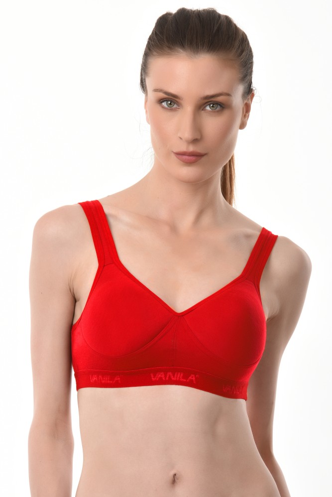 Vanila B Cup Sports Bra Interlock & Cotton Fabric (Red, Size 36-Pack of 1)  Women Everyday Lightly Padded Bra - Buy Vanila B Cup Sports Bra Interlock &  Cotton Fabric (Red, Size