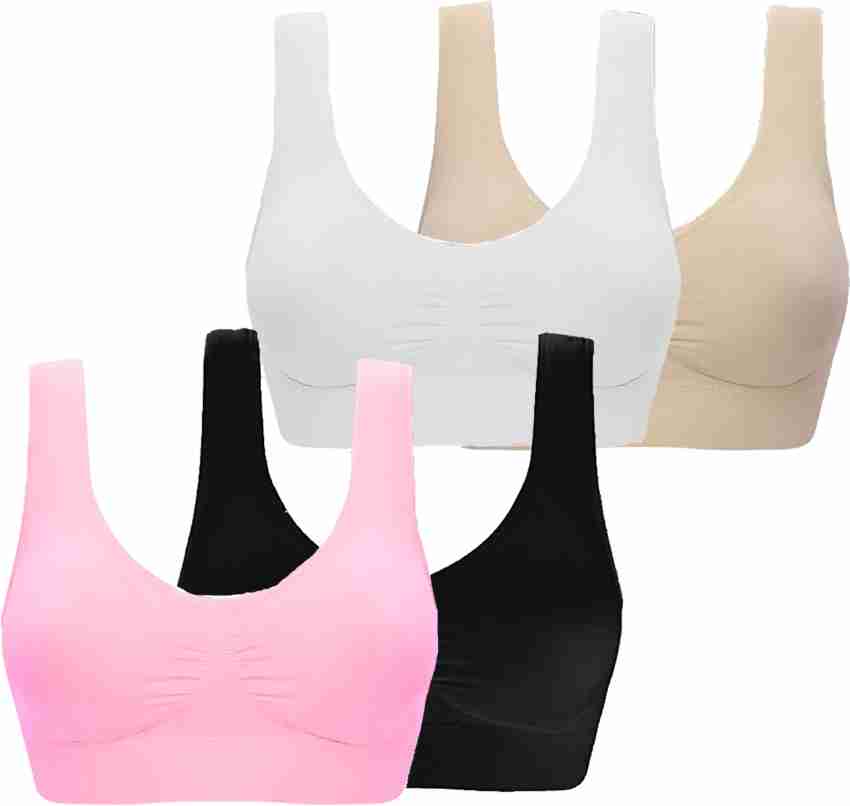 BRAAFEE Pack of 3 Girls Stretchable Cotton sports non padded