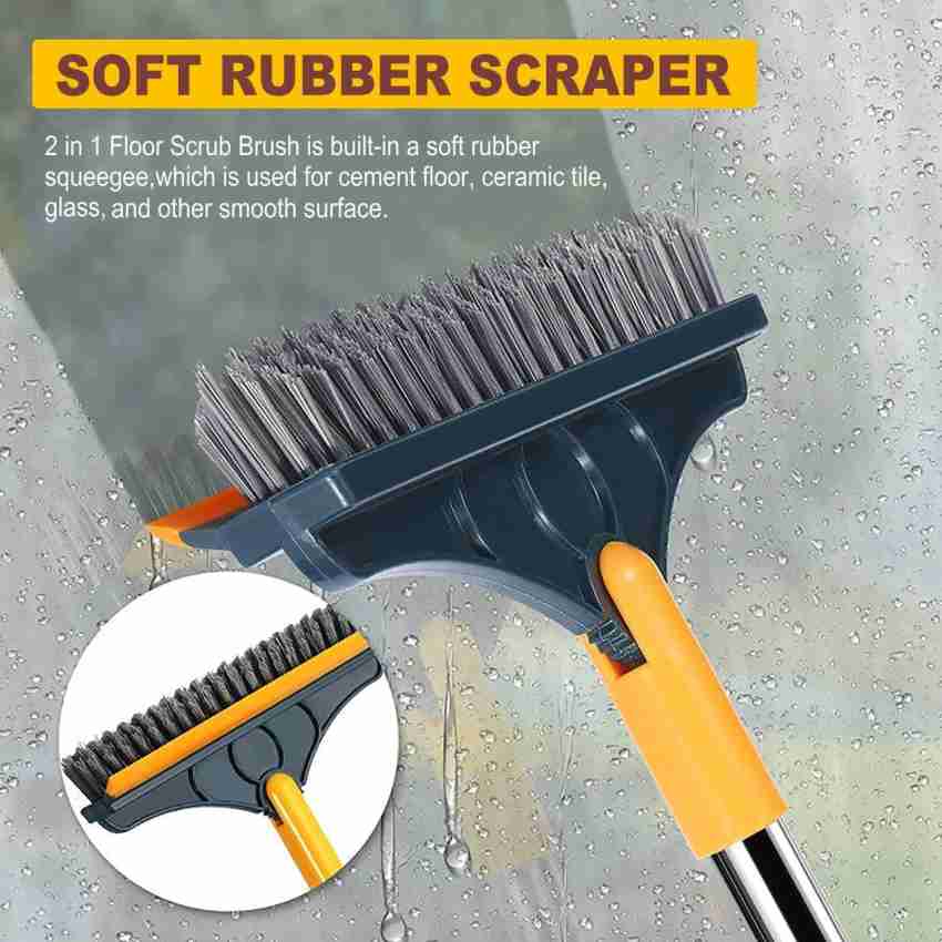 Floor Brush Scrubber with Long Handle, Premium Rotating Bathroom Kitchen Crevice  Cleaning Brush