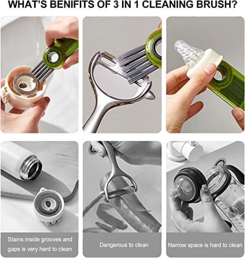 Multi-functional Groove Brush Three-in-One Cup Lid Cleaning Brush