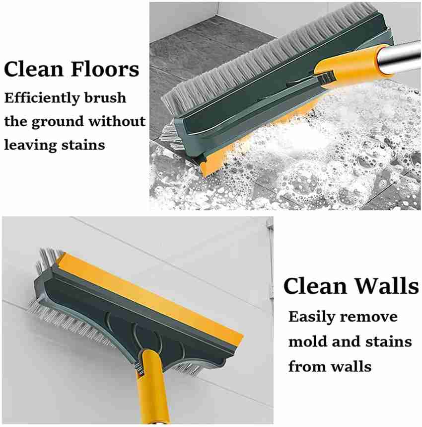 ZHUQUA Bathroom Cleaning Brush with Wiper 2 in 1 Tiles Cleaning