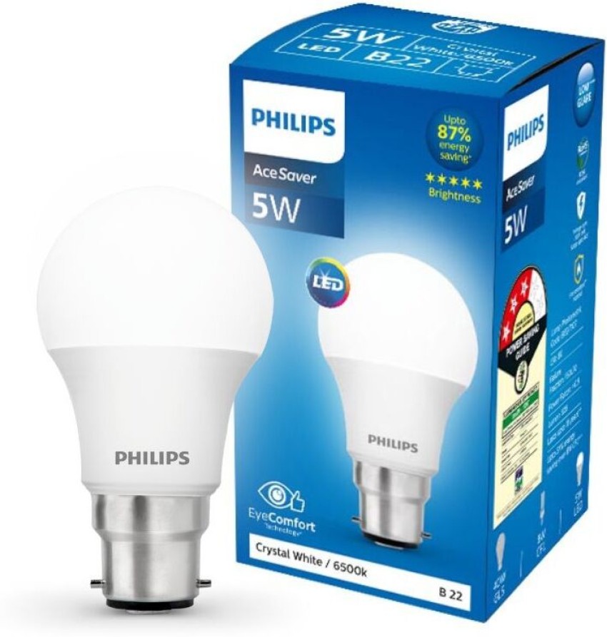 Buy Philips Ace Saver 8.5W B22 LED Bulb, Crystal White, Pack of 10 Online  at Low Prices in India 