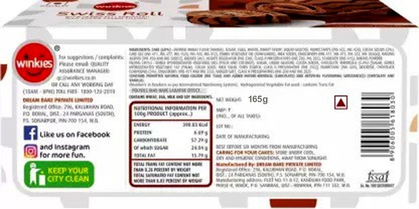 winkies Marble Chocolate Cake Price in India - Buy winkies Marble Chocolate  Cake online at Flipkart.com