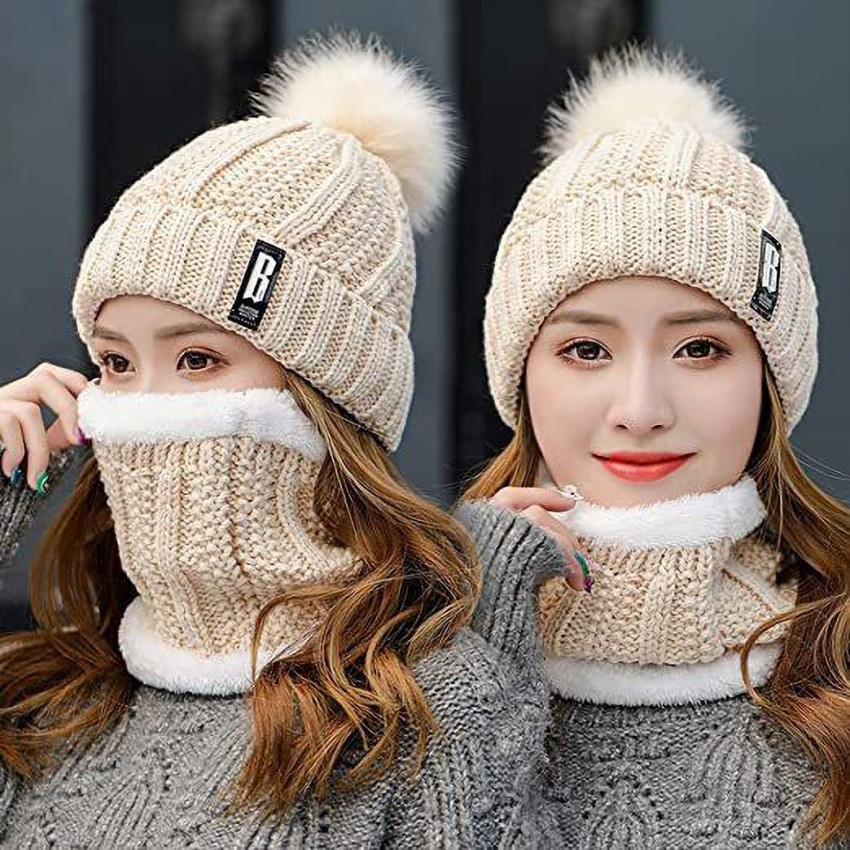 Up To 83% Off on Winter Beanie Hats Scarf Set