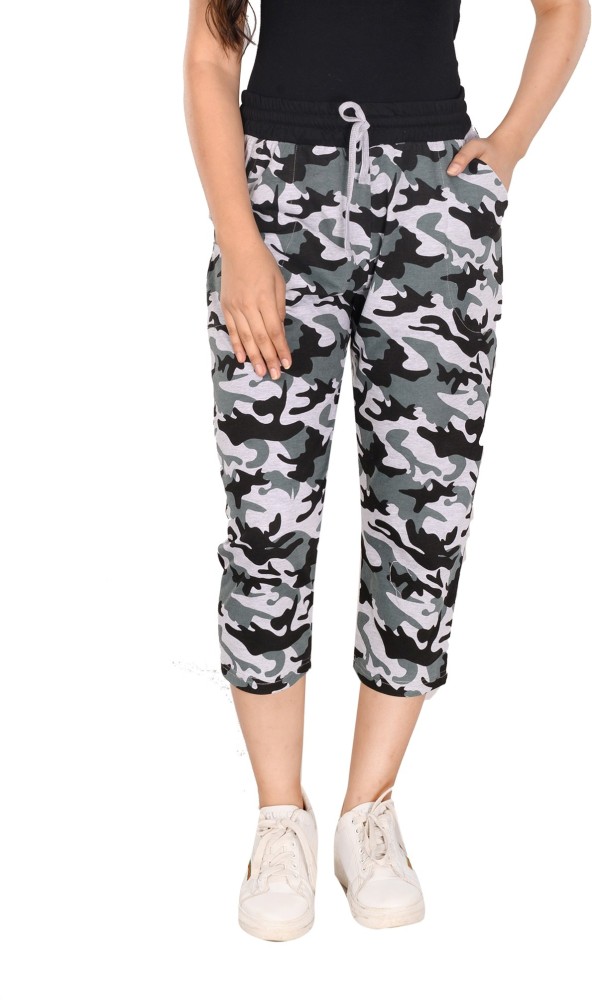 Buy women Olive Green Camouflage knitted track pant  Breakbounce