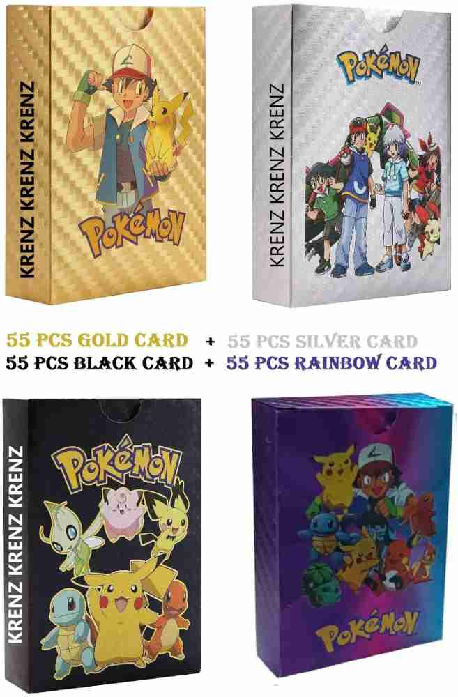 Moonza Pokemon Playing Cards 55 Gold, 55 Silver, 55 Rainbow & 55 Black Set  Of 220 Cards - Pokemon Playing Cards 55 Gold, 55 Silver, 55 Rainbow & 55  Black Set Of