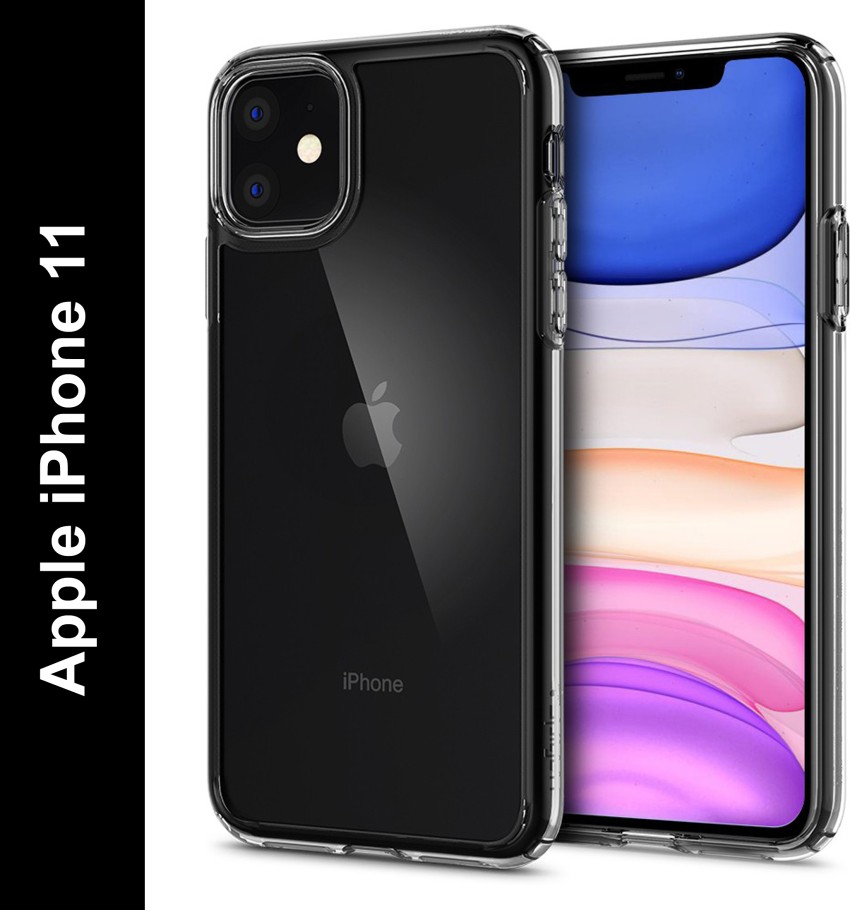 iPhone 11 Black with Spigen Ultra Hybrid Crystal Clear Case : r