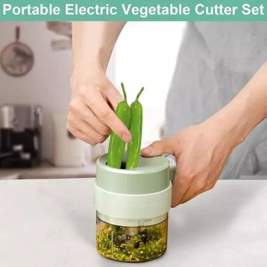 4 in 1 Handheld Electric Vegetable Cutter Set Wireless Chopper Slicer Dicer  Mini