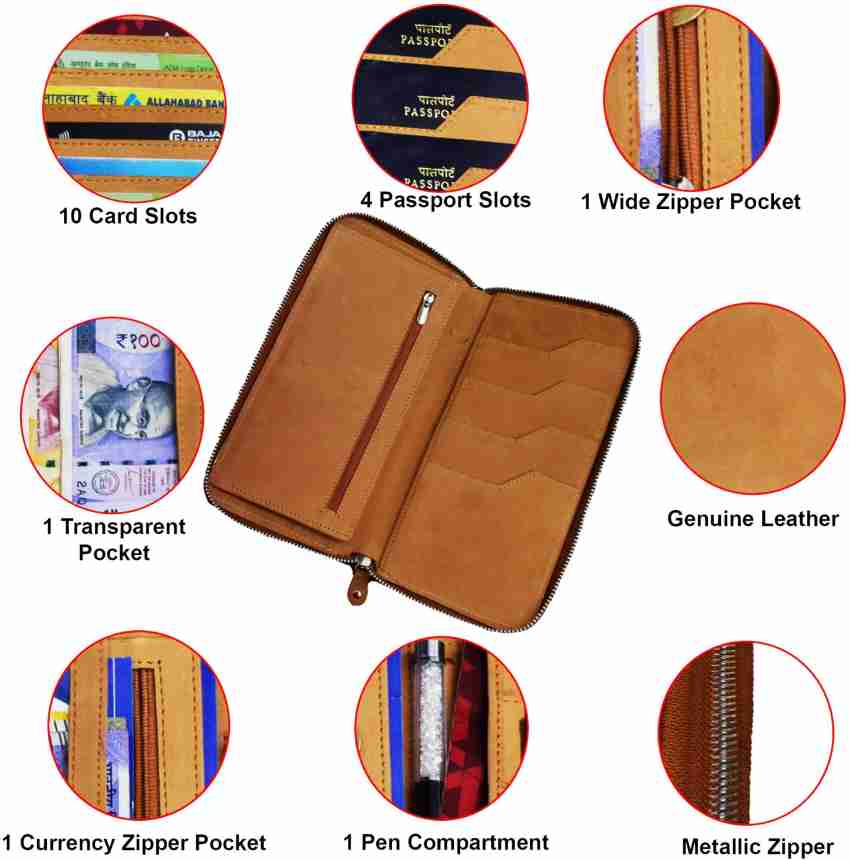 ABYS Genuine Leather Coffee Brown Passport Wallet, Cheque Book Holder, Travel  Wallet, Card Holder, Debit Card Holder