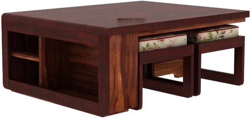 Santosha Decor Sheesham Wooden Round Centre Coffee Table for Living Room  for Cocktail, Tea Table (White and Brown) : : Home & Kitchen