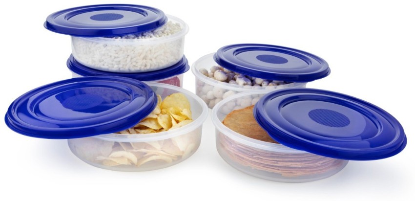 Plastic Papad Box Food Storage Containers Round Clip Lock Lid