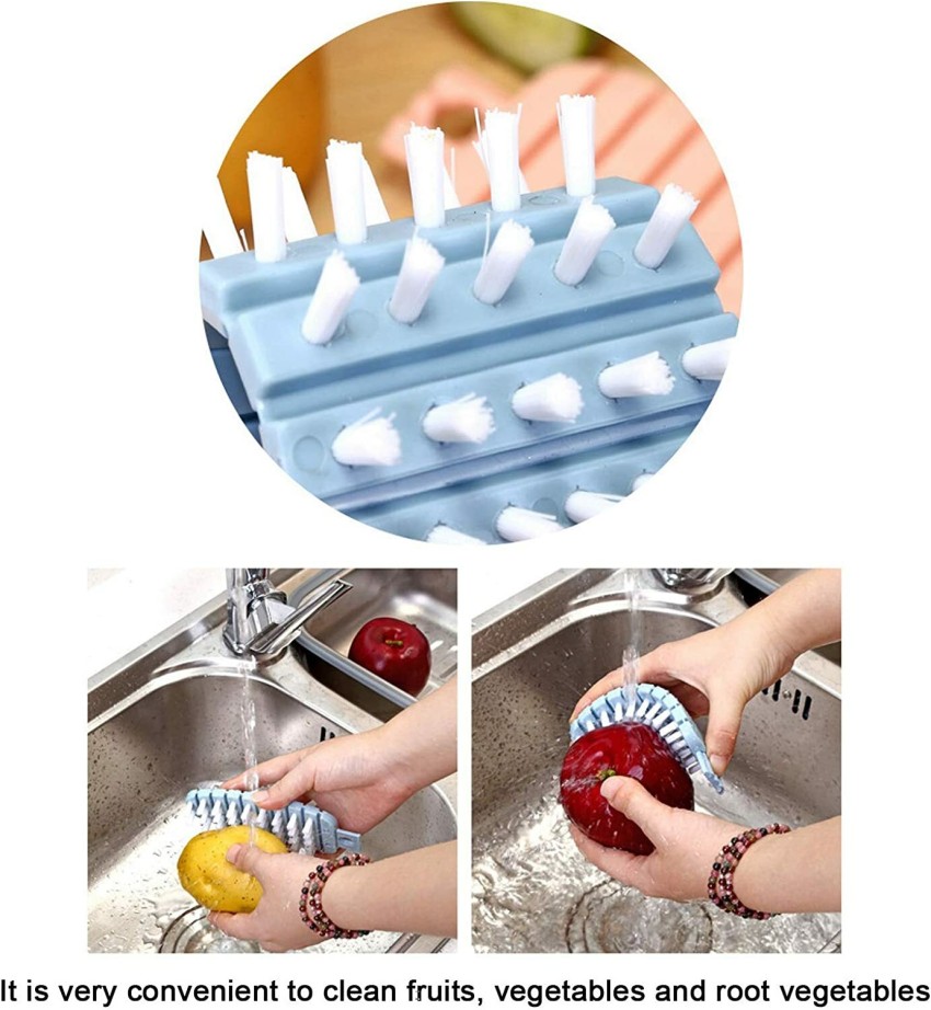 2 Pcs Kitchen Scrub Brush Suction Cup Sink Dish Washing Vegetable Scrubber 11