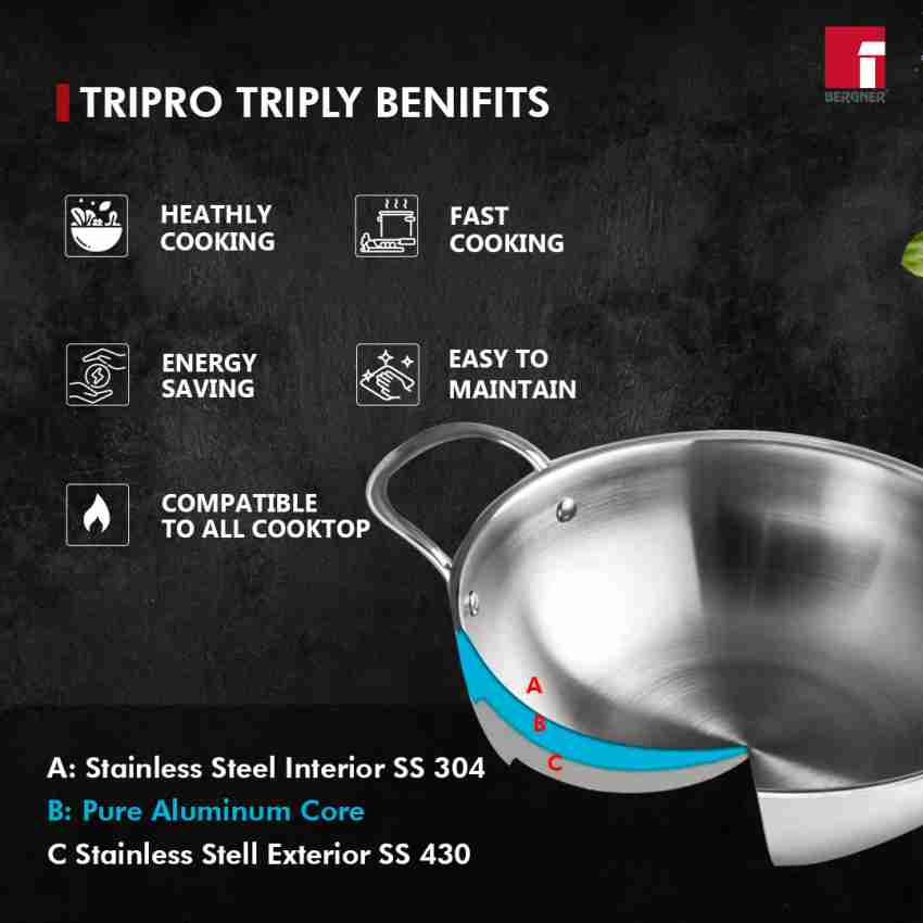 BERGNER Argent Triply Induction Bottom Cookware Set Price in India