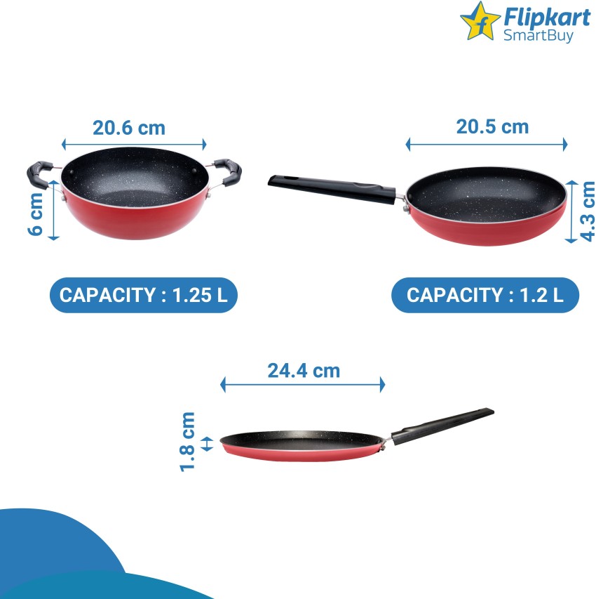 Flipkart SmartBuy Tawa and Fry Pan with Steel Lid Non-Stick Coated