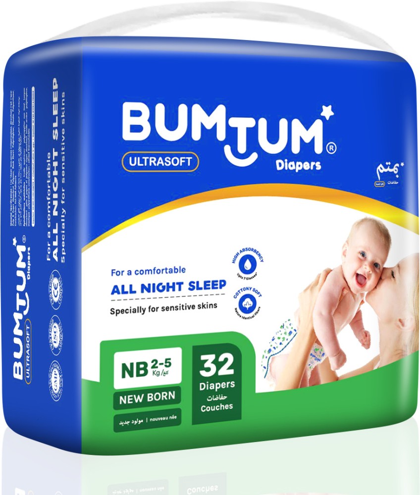 Buy Bumtum Super Soft Open Tape Baby Diaper Pants with Leakage Protection  NB 96 Count Pack of 3 Online at Best Prices in India  JioMart