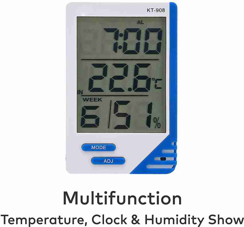 MCP Digital Room Thermometer with Humidity Indicator and Clock