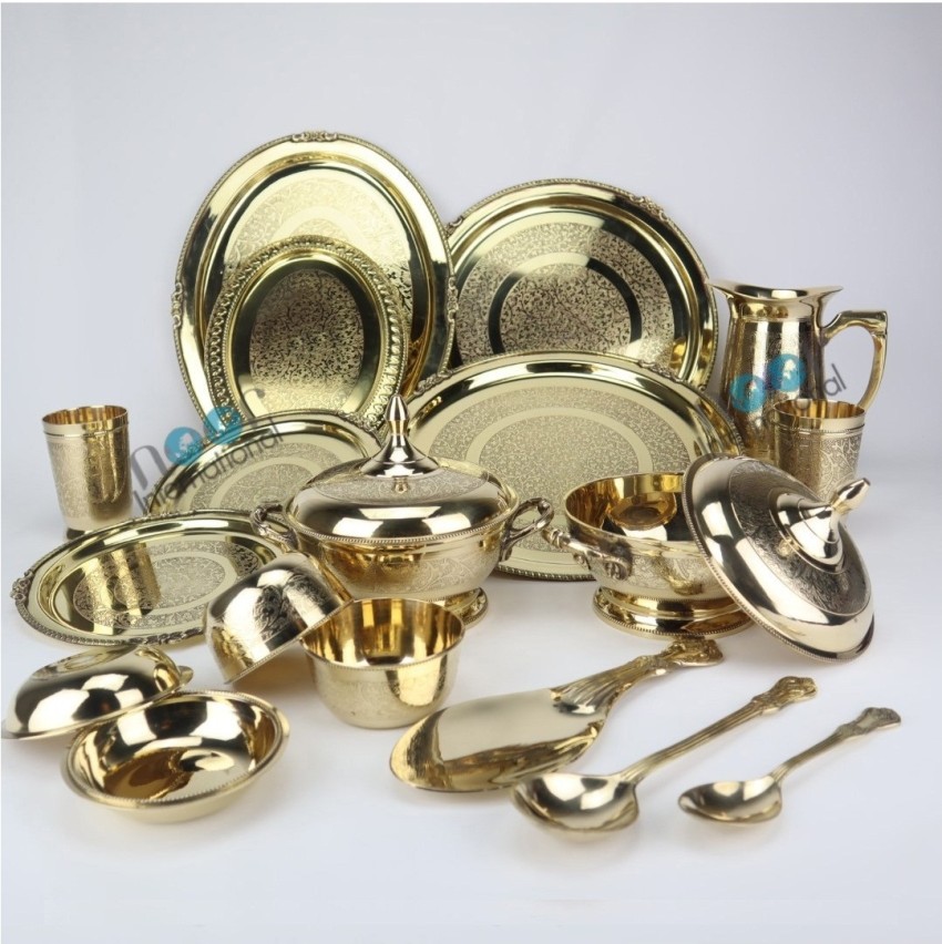 Pure Brass Royal Luxury Dinner Set 51 piece set , Brass Dinnerware