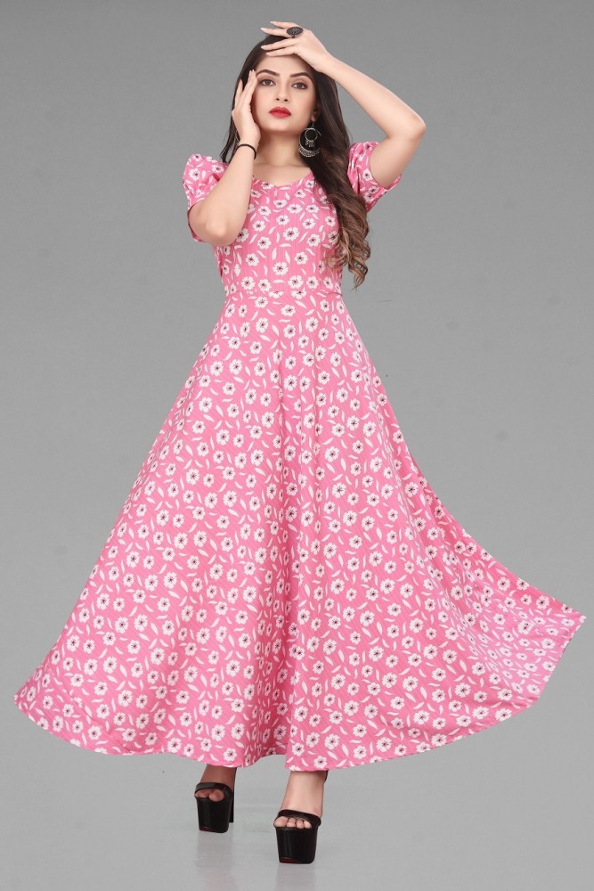 Baby Pink Embroidery Silk Party Wear Gown
