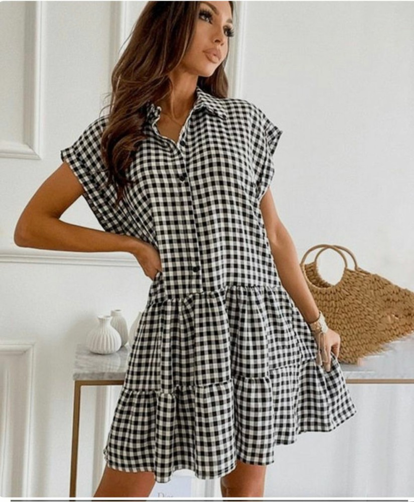 Buy online Black  White Check Crepe Maxi Dress from western wear for Women  by Raabta Fashion for 449 at 55 off  2023 Limeroadcom