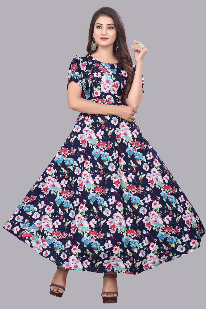 Buy Georgette Floral Print Tiered Ethnic Dress With Belt for Women Online   Tata CLiQ Luxury