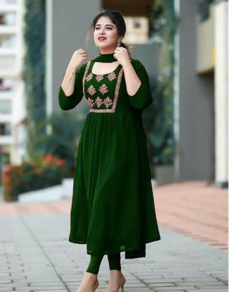 Dark green color georgette gown for best looks  Joshindia