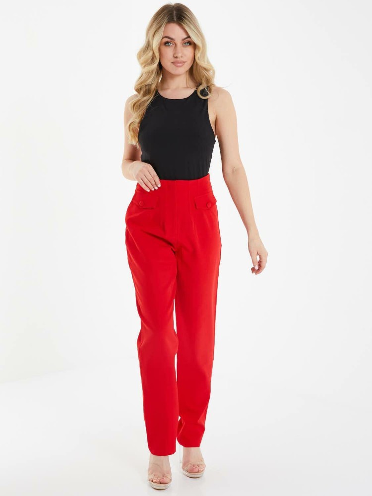 Red Slim Fit Trousers  LOS Collection
