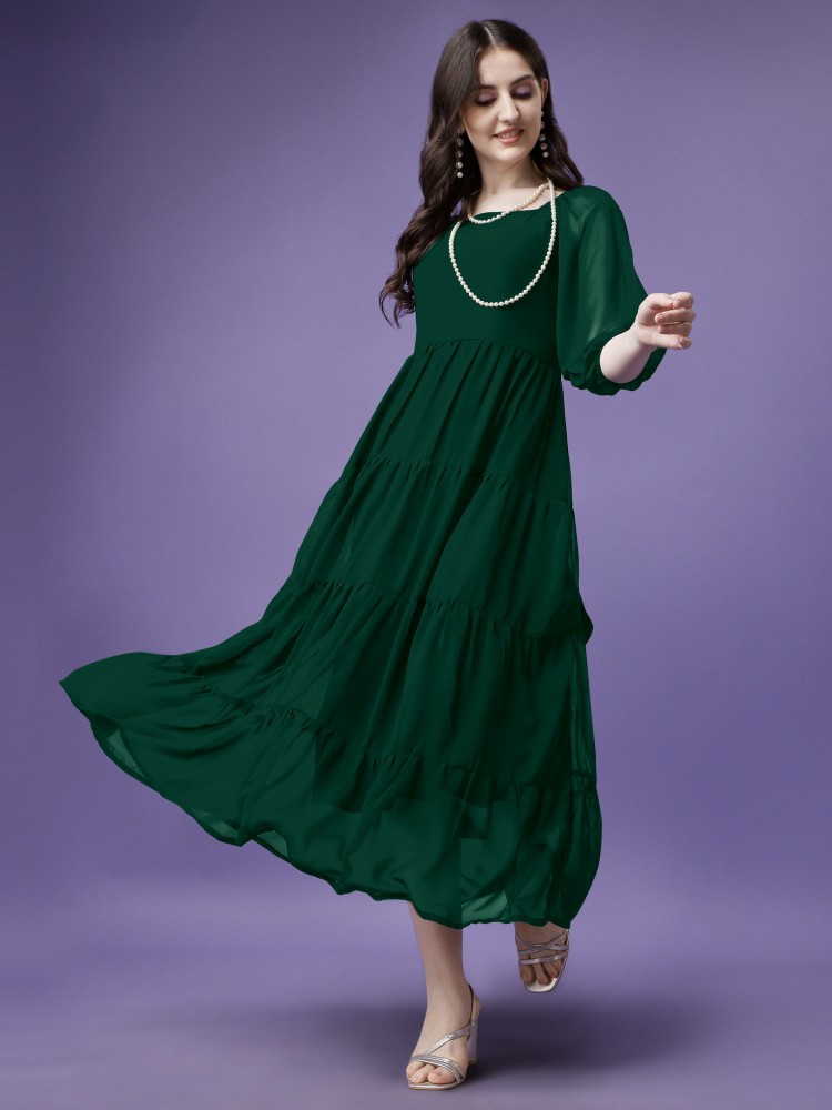 dark green georgette readymade gown with dupatta online fabgo20177 fabanza