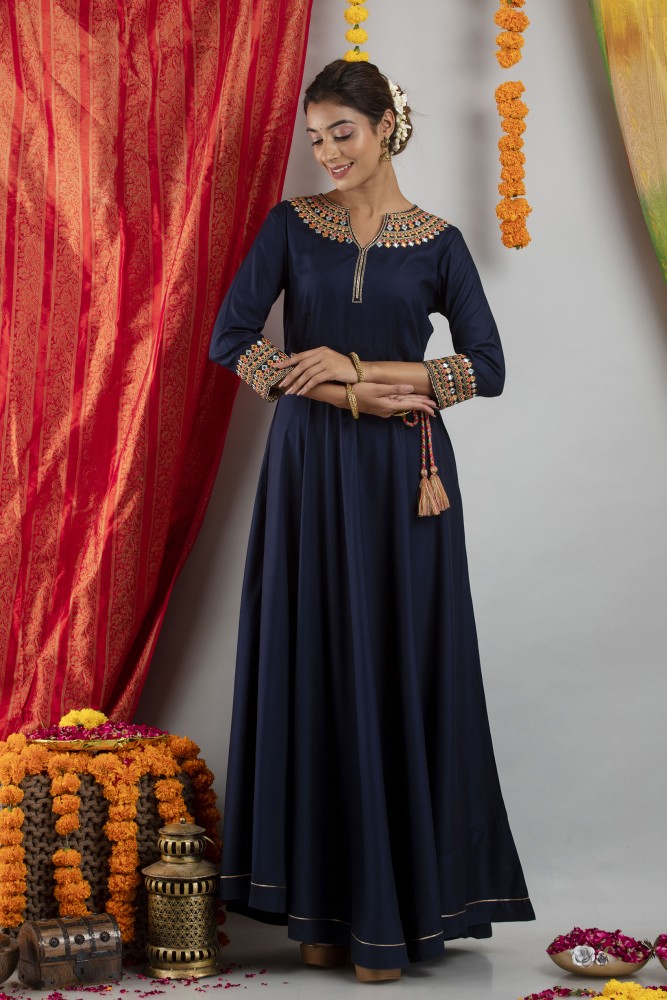 Dark Blue Heavy Zari Work Anarkali Suit  Indian Heavy Anarkali Lehenga  Gowns Sharara Sarees Pakistani Dresses in USAUKCanadaUAE  IndiaBoulevard