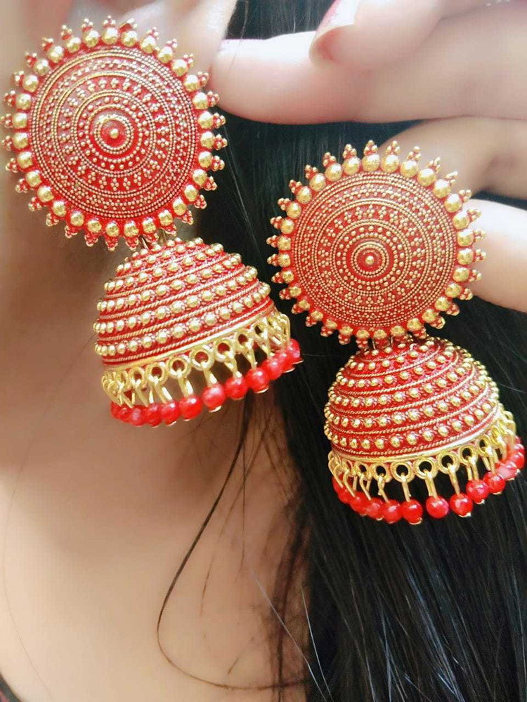 Aggregate 150+ orange kundan earrings best seven.edu.vn