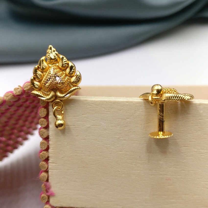 1 Gram Gold Plated Earrings  Forming Earrings Back Screw Fancy Party Wear  Jumka Copper Stud Earring Price in India  Buy 1 Gram Gold Plated Earrings   Forming Earrings Back Screw