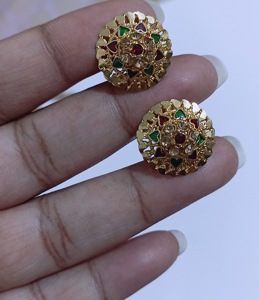 Daily Wear Round Golden Diamonds Earring 2400 14 Kt
