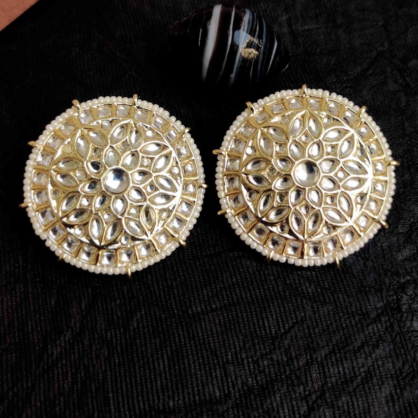 Classic Gold Rim Big Pearl stud earrings  MARMELO USA