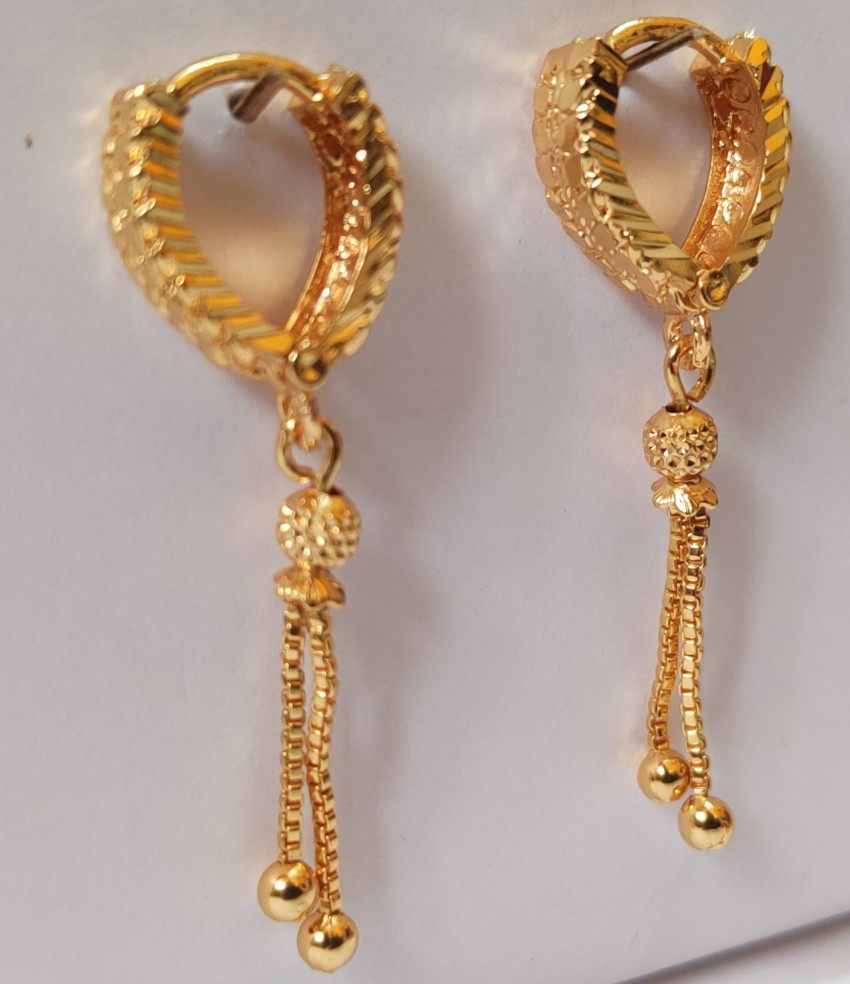 Flipkartcom  Buy MONAM MONAM Golden Hook Jhumka Earrings Gold Plated  hanging Jhumki For Women  Girls Brass Jhumki Earring Hoop Earring Online  at Best Prices in India